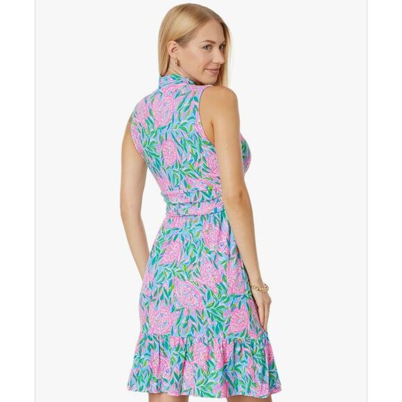 LILLY PULITZER Dress Annalise V-Neck Frenchy Blue Turtley In Love Size L NWOT - Picture 10 of 11